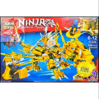 [Mã SKAMLTSM9 giảm 10% đơn 99K] Lego Hjlepin Lắp Ráp Robot Rồng Samurai 2 in 1 ( Vàng ) _ 508 Mảnh
