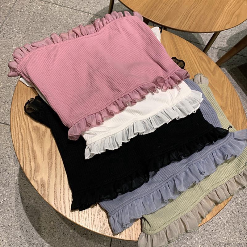 Áo Lửng Hai Dây Nhún Bèo Phong Cách Hàn Quốc Quyến Rũ Dành Cho Nữ