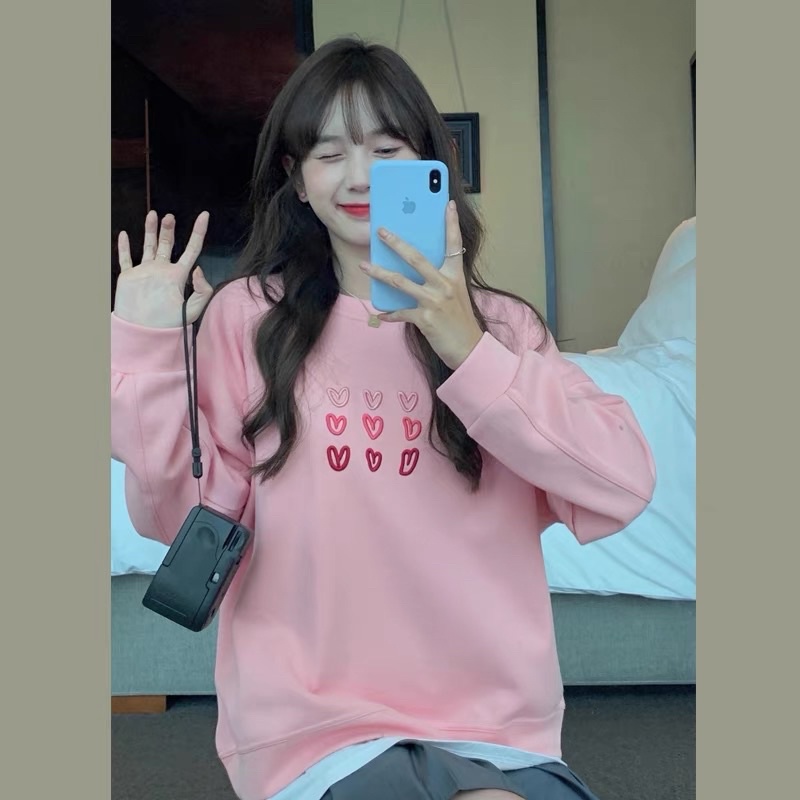 Áo nỉ xinh thêu trái tim