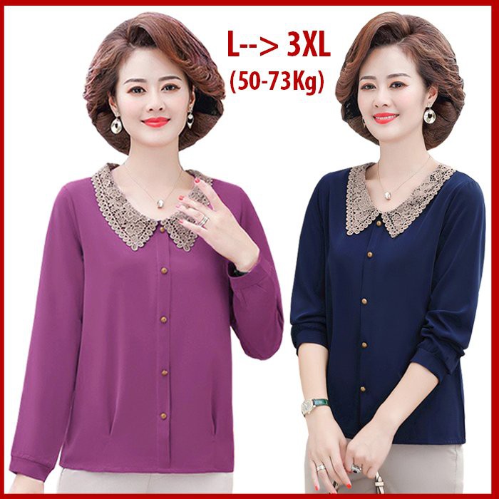 Sang Chảnh 45-80KG - Áo Trung Niên Nữ Cao Cấp Tay Lỡ Cổ Bẻ Nhiều Size  3A07 3A15 3A16 3A13