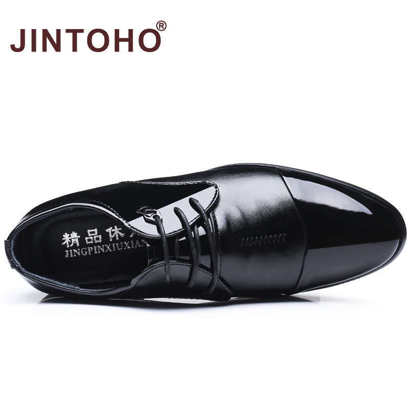 [JINTOHO] Giày Da Mũi Nhọn Cột Dây Trang Trọng Thời Trang Công Sở Cho Nam