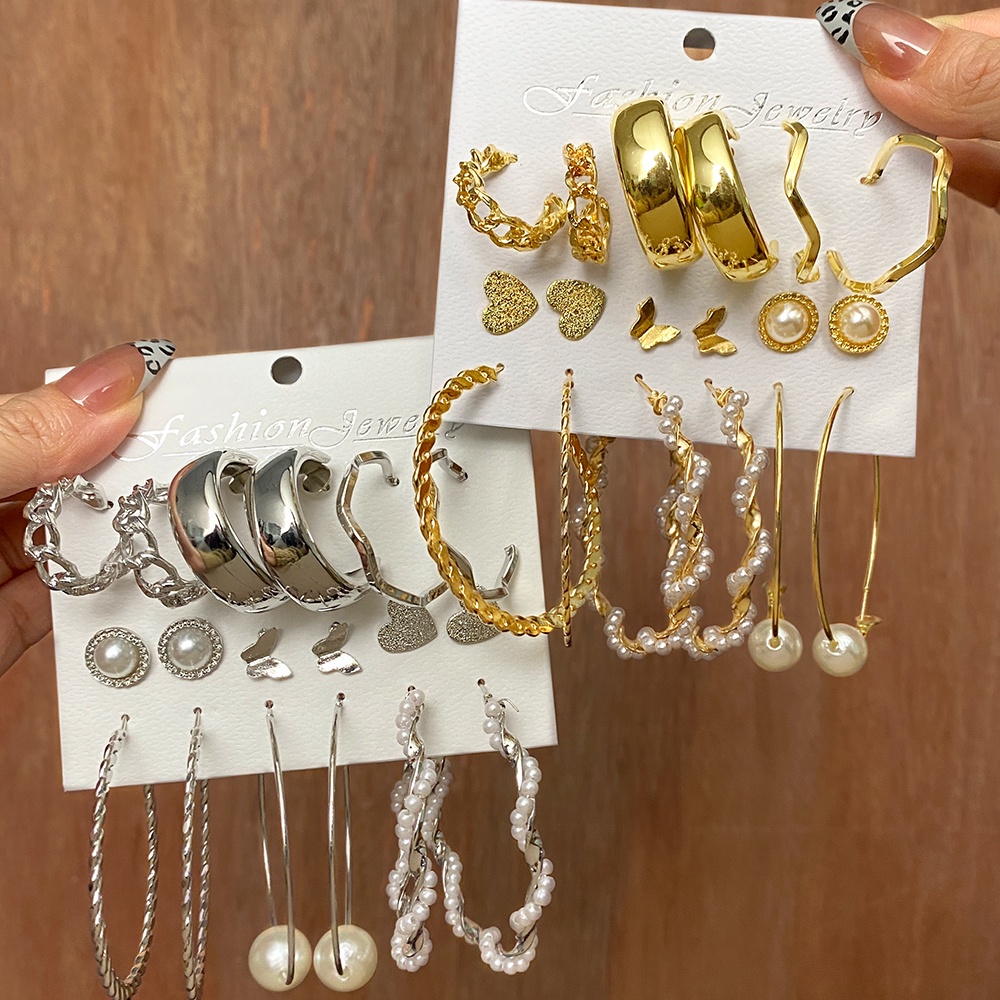 Set 6 đôi bông tai đa dạng thời trang cho nữ