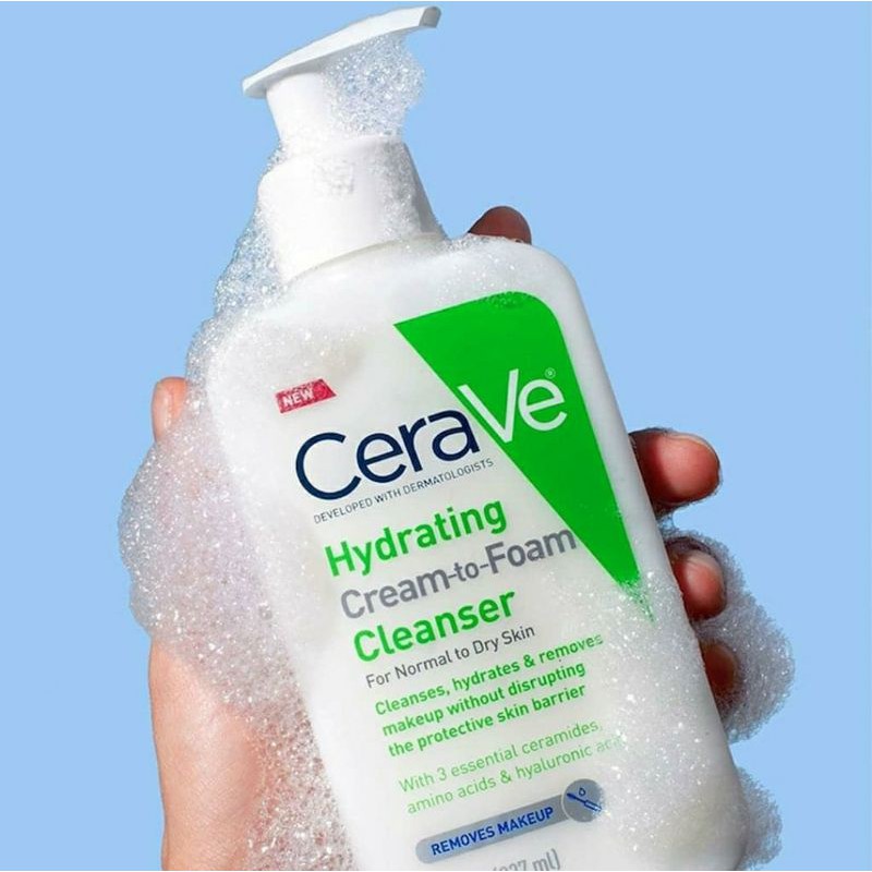 Sửa rửa mặt tẩy trang CeraVve Hydrating Cream To Foam Cleanser 473ml