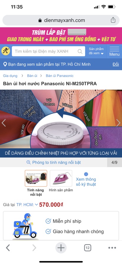 Bàn ủi hơi nước Panasonic NI-M250