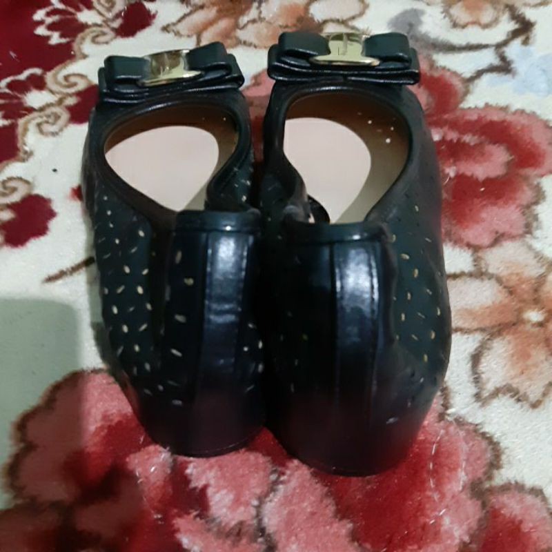 Giầy da đen gót 3.5 phân