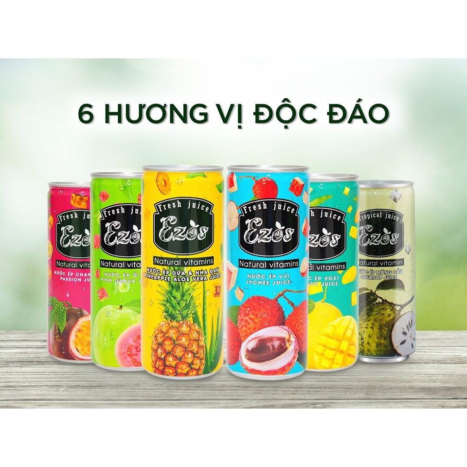 Nước Ép Dứa Nha Đam Ezos Lốc 6 Lon x 240ml