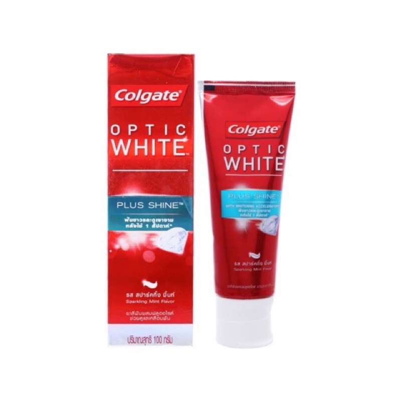 Kem đánh răng Colgate optic white 100g - plus shine/ vocanic mineral