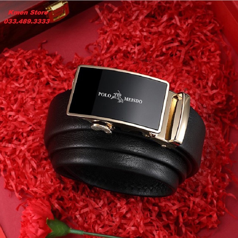 Thắt Lưng Nam Dây Nịt Nam Da Bò Thật POLO MEISDO Full Hộp Sang Trọng Kiểu Dáng Hàn Quốc PL25