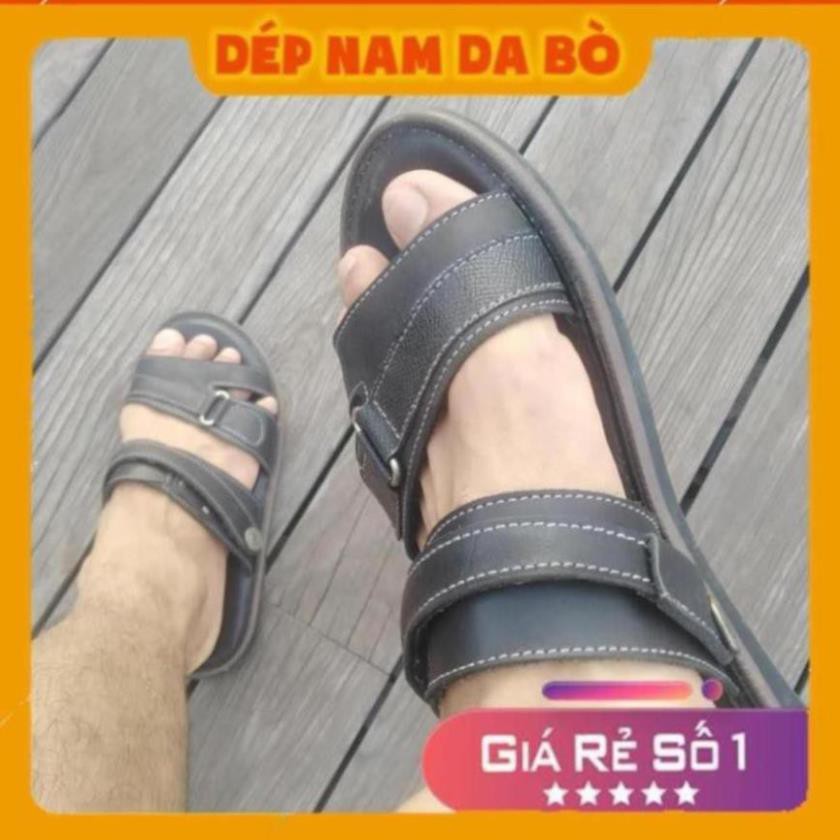 🍊 [Sale 3/3] [FREESHIP - Toàn Quốc] Dép Nam Da Bò - Dép Quai Hậu Quai Chữ Z Màu Đen Sale 11 -op1 🍊 : , "