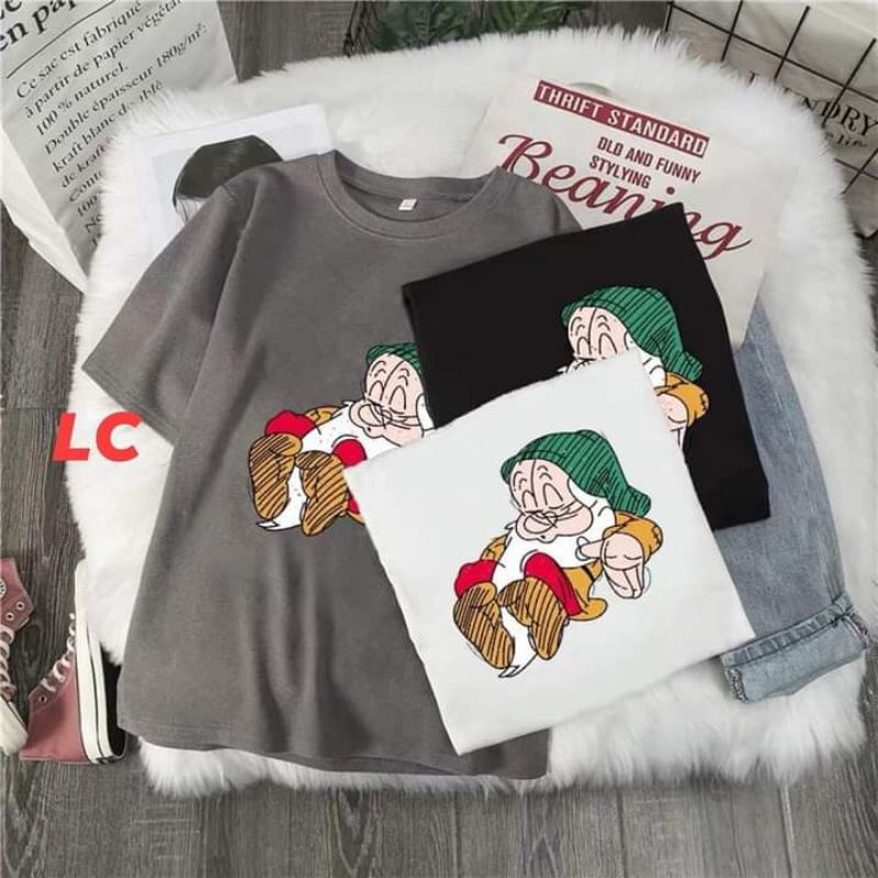 áo thun tay lỡ chất cotton, áo phông thụng in hình ông già