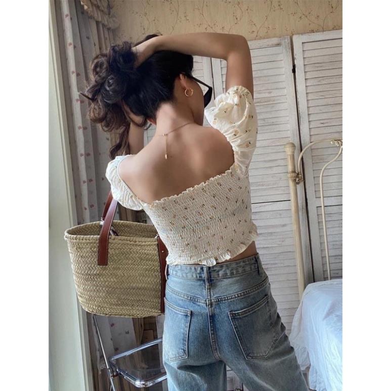 NEW ARRIVALS HÀNG SĂN - ÁO CROTOP HOA NHÍ BO LƯNG KÈM ẢNH THẬT