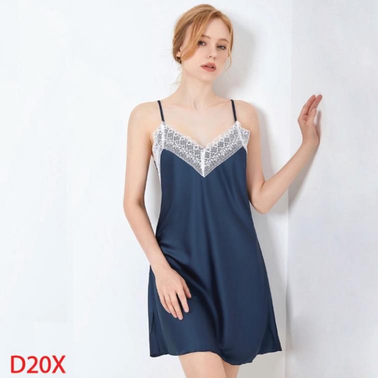 HISEXY Váy Ngủ 2 Dây Nữ Ren Xẻ Liền Thân Chất Lụa Satin Cao Cấp Đủ Size Dưới 75Kg MD29 - HÀNG MỚI VỀ %