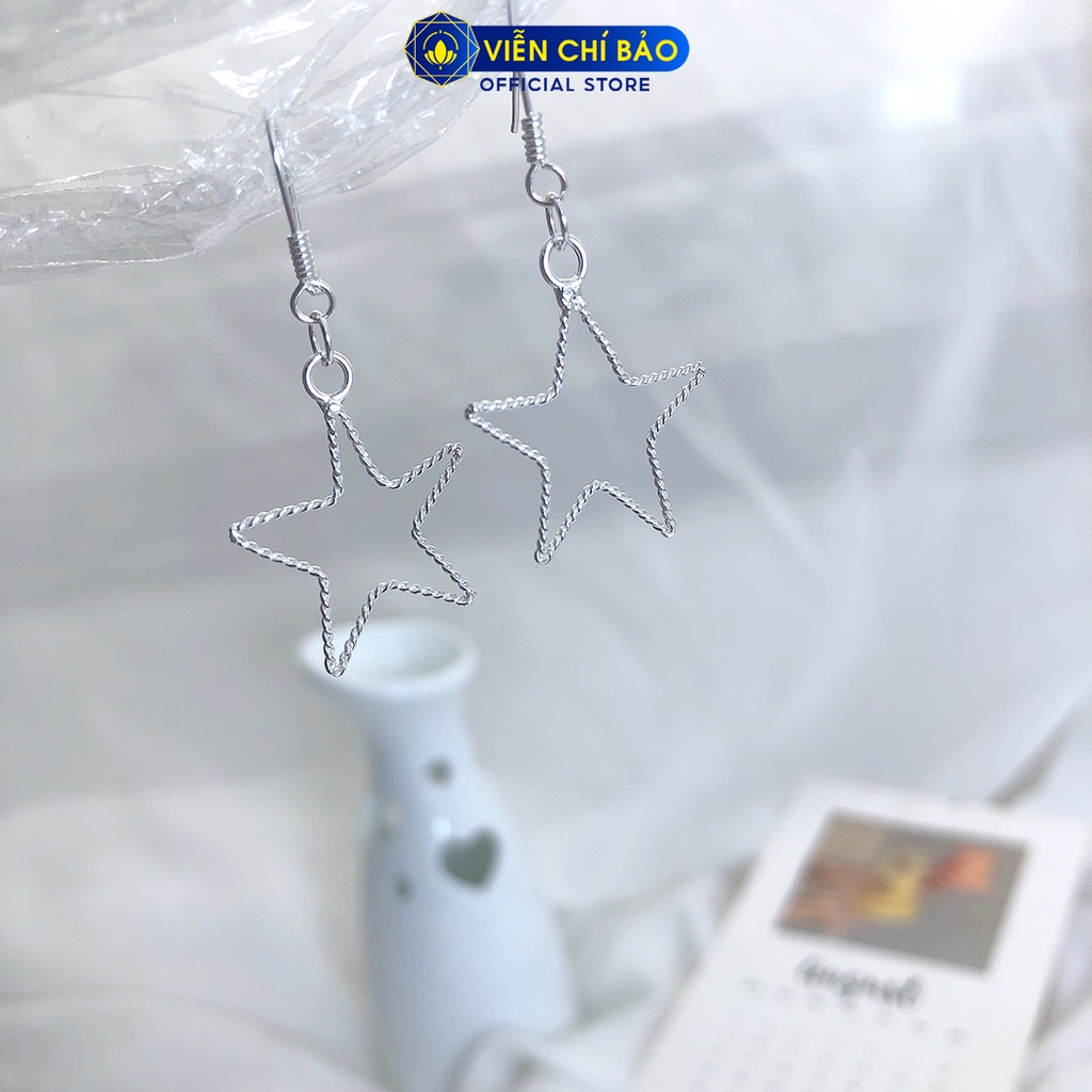 Bông tai bạc nữ Empty Star chất liệu bạc S925 thời trang phụ kiện trang sức nữ thương hiệu Viễn Chí Bảo B000226x1
