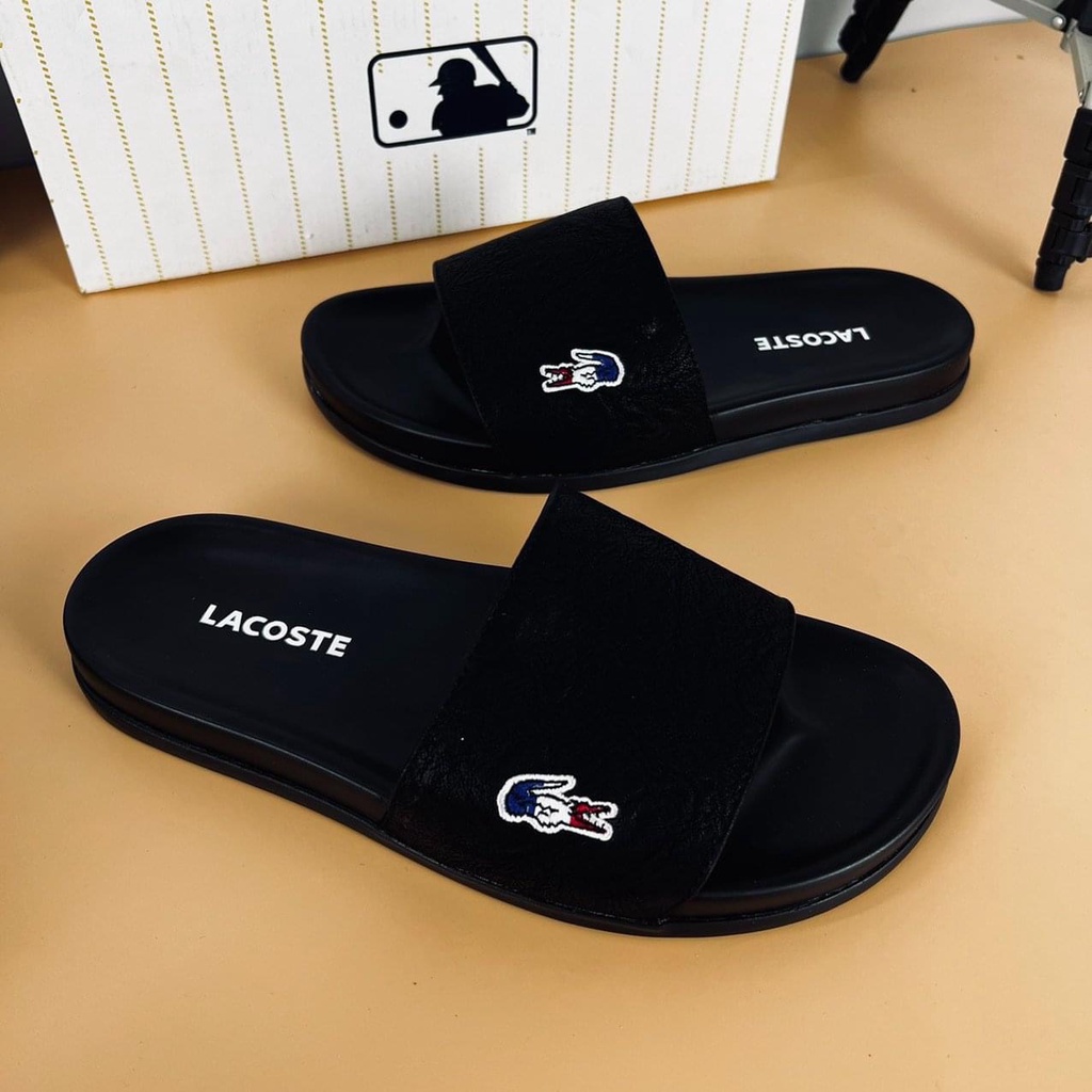 Dép Lacoste bản đế cao su non đẹp huyền thoại , dép quai ngang unisex nam nữ quai da cao cấp 2022 bao đi nước