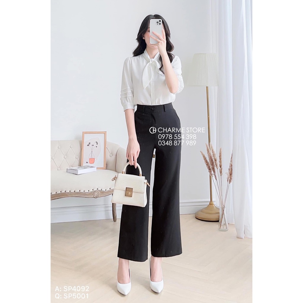 Quần công sở 💓 Charme 💓 Quần công sở ống suông cạp cao cực xinh đủ size S, M, L