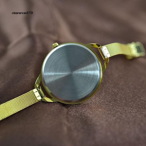 Đồng Hồ Đeo Tay Mặt Tròn Lớn Dây Kim Loại Thời Trang Cho Nữ