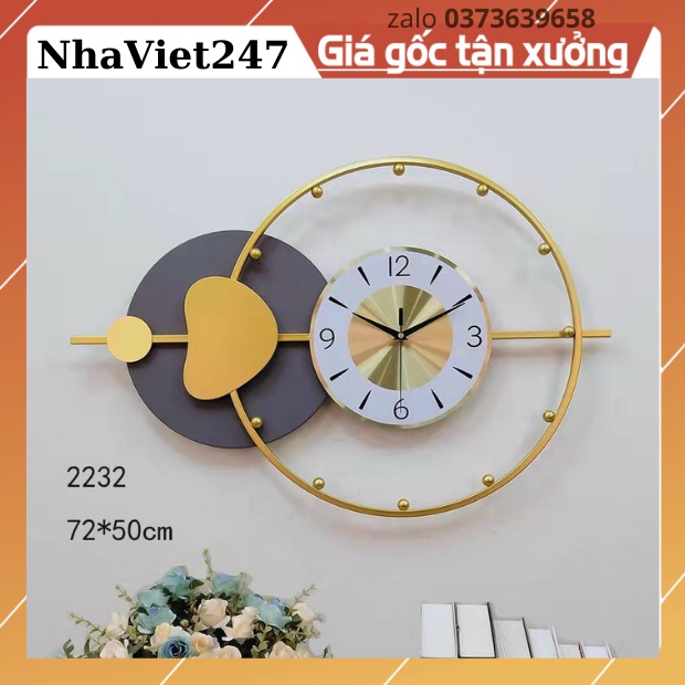 Đồng Hồ Treo Tường Trang Trí-Mã 2232-Kt 72x50cm-đồng hồ tranh,decor đẹp,giá rẻ-quà tặng ý ngĩa-hàng nhập khẩu -bh 5 năm