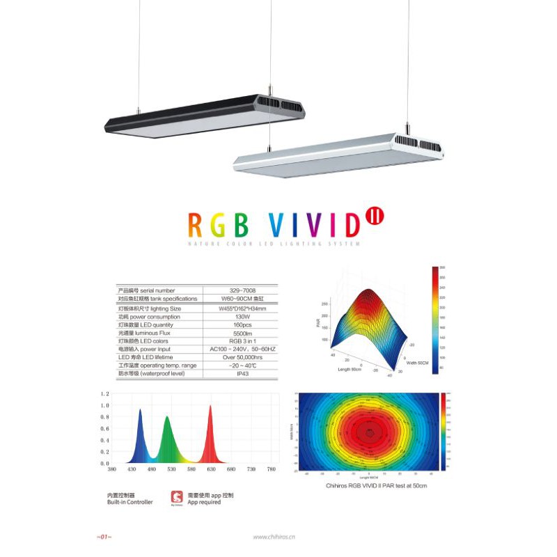 Đèn thủy sinh Chihiros RGB Vivid2 | rgb vivid 2 | vivid II màu bạc