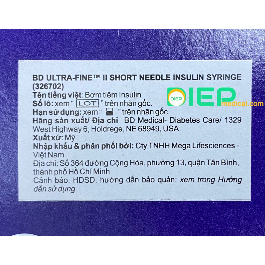 ✅ BD ULTRA - FINE II SHORT NEEDLE 0.3ML/U100 BỊCH 10 CÂY - Kim tiêm Insulin đái tháo đường
