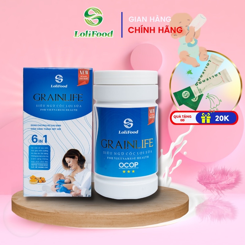 BỘT NGŨ CỐC LỢI SỮA GRAINLIFE (500gr). OGRANIC - NGŨ CỐC BÀ BẦU CAO CẤP l DINH DƯỠNG SAU SINH LOLIFOOD (CHÍNH HÃNG)