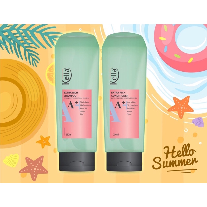 Combo gội xã Kella A+ Extra Rich xanh lá mới - chống gãy rụng tóc - giúp tóc mượt mà bóng mượt