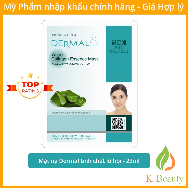 Mặt Nạ Dưỡng Da Dermal tinh chất lô hội - Dermal Aloe Collagen Essence Mask 23g - Hàn Quốc