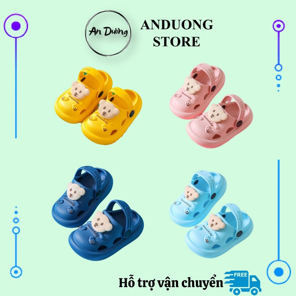Dép sục cho bé, giày sục cho bé gái, bé trai từ 1-4 tuổi siêu nhẹ hình gấu hoạt hình đáng yêu chống vấp ( Sục E01 )