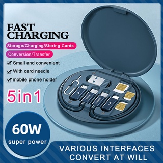 Dây cáp sạc nhanh usb 5 trong 1 60w đa năng dành cho điện thoại di động