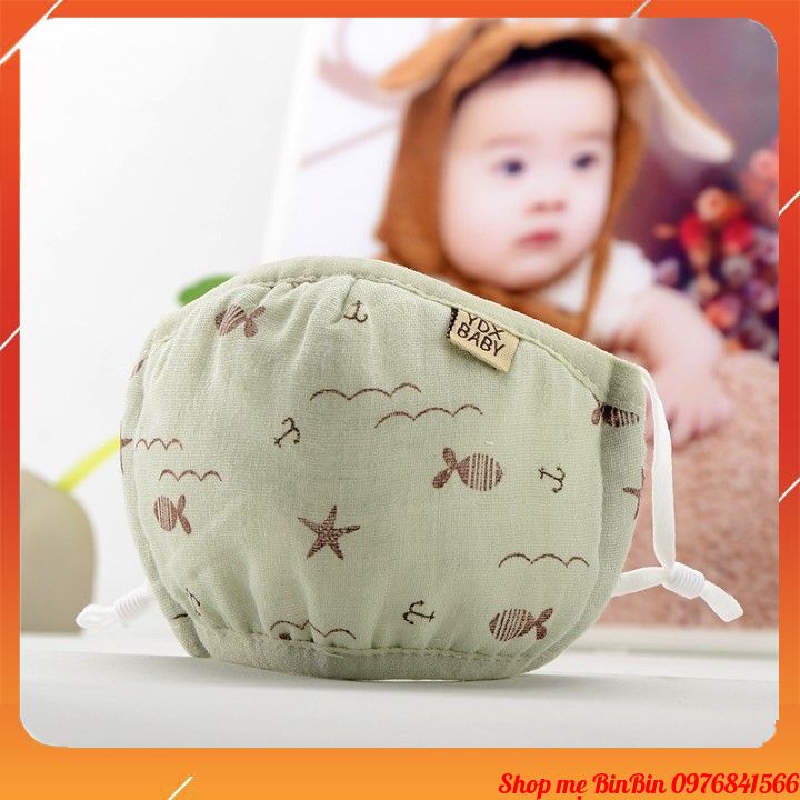Khẩu trang vải cao cấp cho bé chất liệu 100% Cotton thấm hút mồ hôi thoáng mát