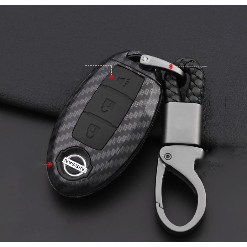 ốp chìa khóa carbon nissan Xtrail chìa thông minh 3 nút