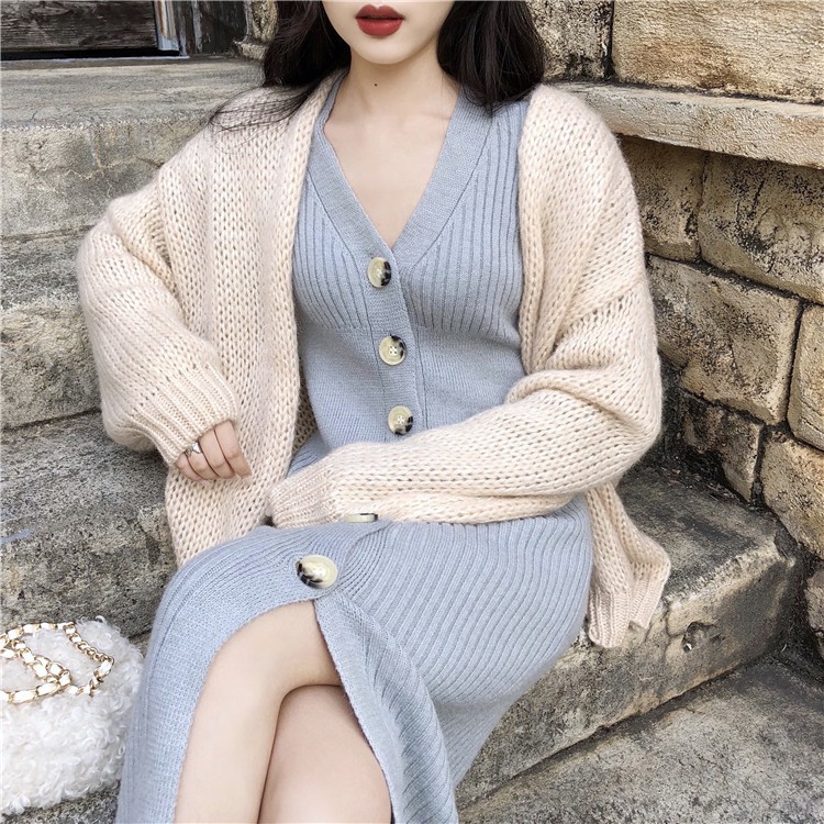 [ORDER] SET BÁN RỜI ĐẦM LEN BODY+ KHOÁC CARDIGAN QUẢNG CHÂU