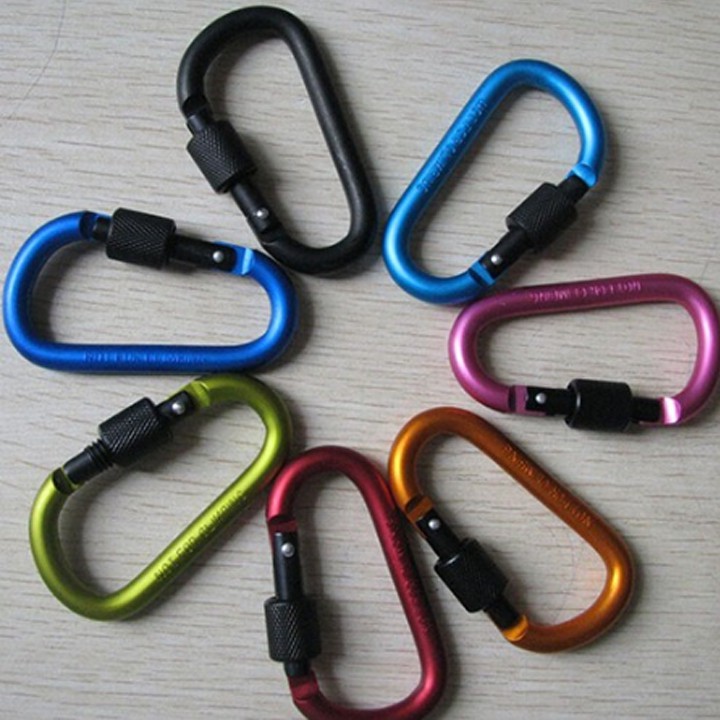 Móc Khóa Đa Năng Nhôm Đi Phượt 8cm, Móc Treo Đồ Du Lịch Chữ D Carabiner ( COMBO 10 CHIẾC)