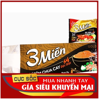 Mì 3 miền gold Tôm chua cay đặc biệt thùng 30 gói 75g