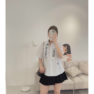 ÁO SƠ MI CỘC TAY THÊU ONG NƠ DIOR A75