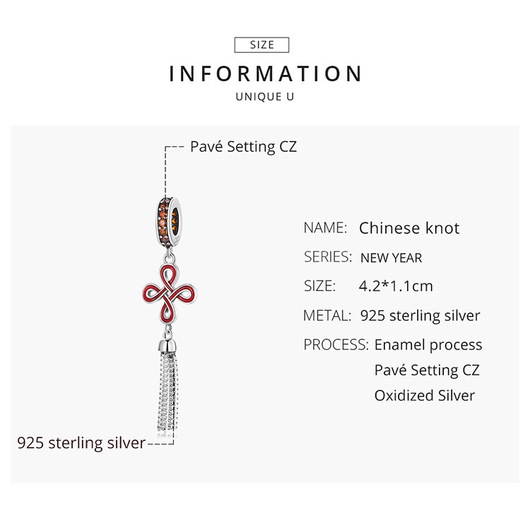 Hạt phụ kiện BAMOER SCC2069 bằng bạc 925 hình dáng nút cát tường để làm vòng tay DIY thời trang