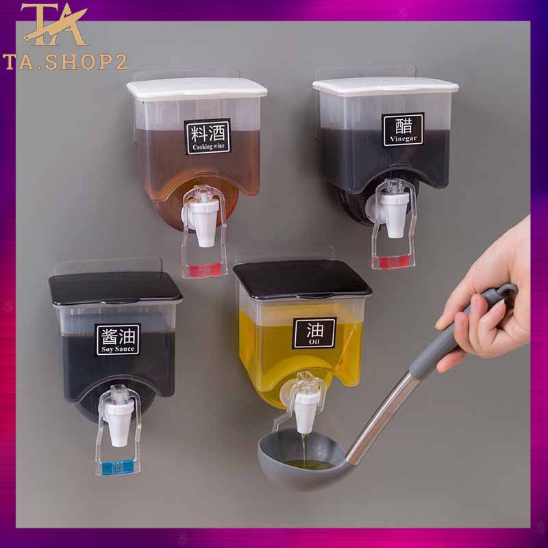 Hộp đựng gia vị gắn tường giá rẻ , Hũ gia vị thông minh sử dụng đa năng chứa nước mắm, dầu ăn tiện lợi gọn gàng