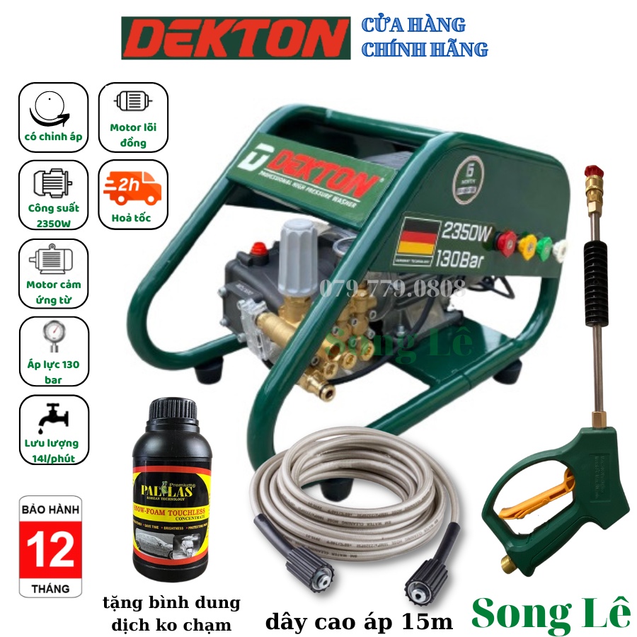 Máy Rửa Xe chuyên nghiệp Dekton DK- HPW 2350 - 2350W - Chỉnh Áp - Dây 15m