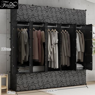 Tủ nhựa ghép đựng quần áo 25 ô full màu đen vân 183*183*47cm - Nội Thất Nghệ Thuật Forever