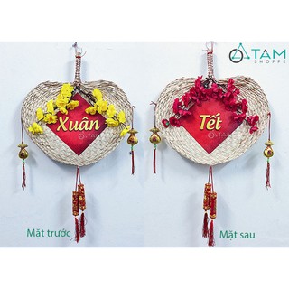 Vòng hoa treo cửa Tết Handmade quạt nan số 17 (2 mặt) TTTM