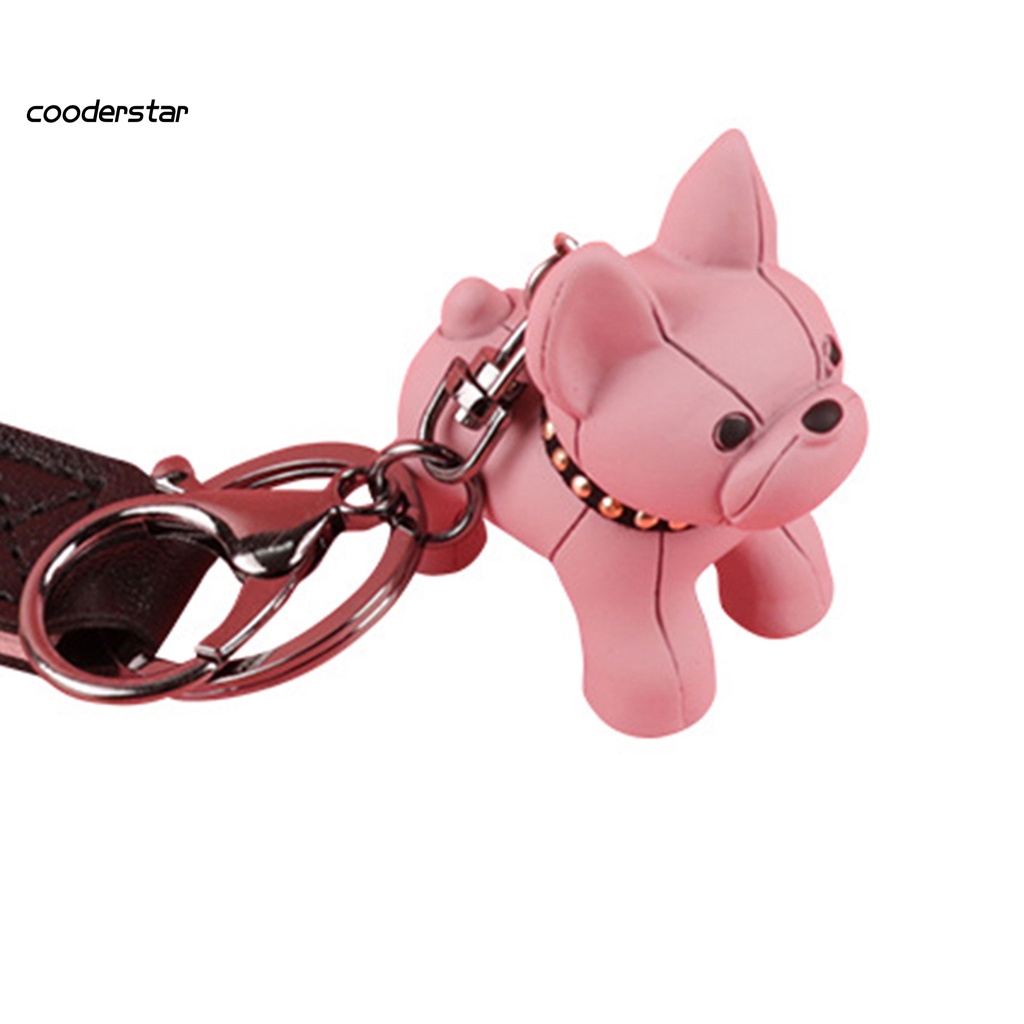 Móc chìa khóa hình chó bull pháp chất liệu an toàn dùng treo điện thoại đa năng tiện dụng