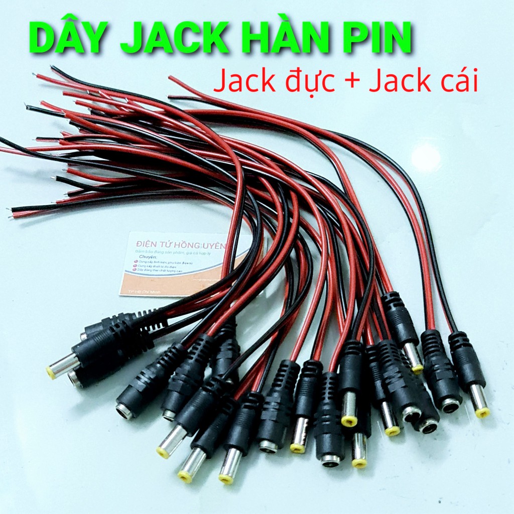 Dây jack hàn pin gồm jack đực jack cái (Cao su đúc cao cấp). Dùng làm jack sạc, jack kết nối điện Chuẩn 5.5mm