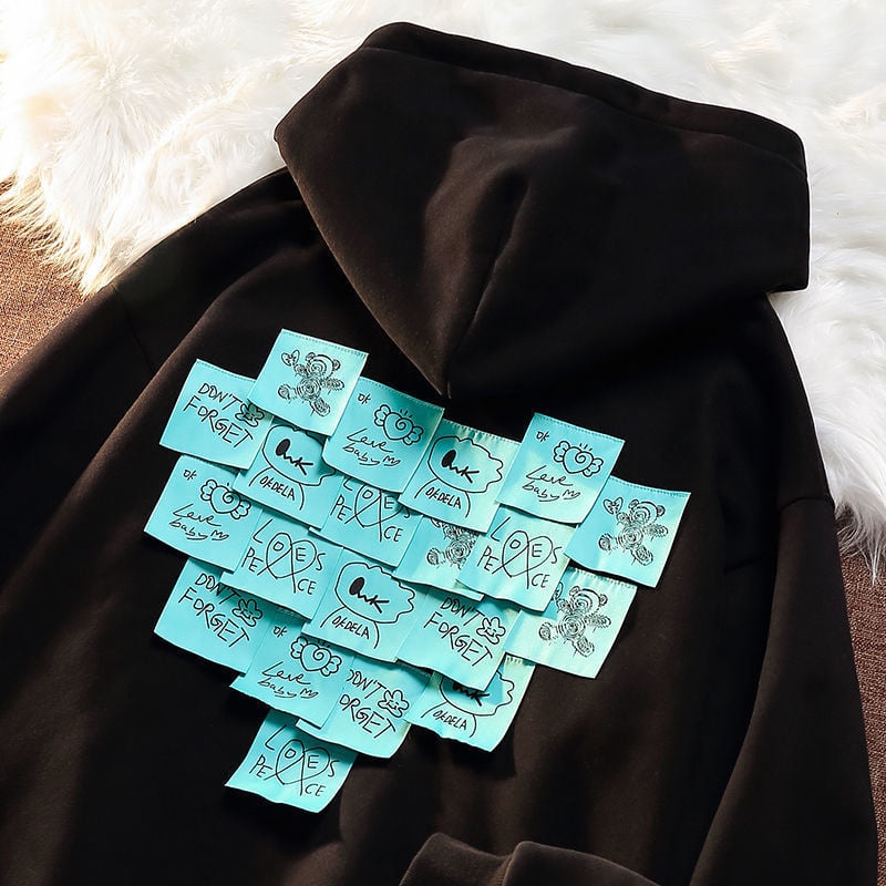 (Order) Áo hoodie nỉ da cá mẫu mới in hình heart notes phía sau các màu phong cách old school ulzzang