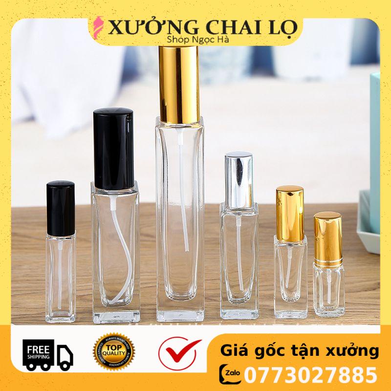 Lọ Chiết Nước Hoa ❤ GIÁ RẺ NHẤT ❤ Lọ chiết nước hoa 50ml Vuông Cao đựng dầu thơm, phụ kiện du lịch