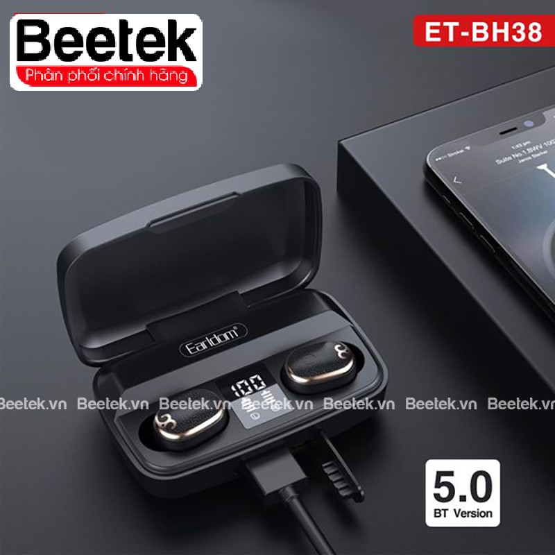 Tai nghe Bluetooth Earldom ET-BH38 True Wireless, Công nghệ V5.0, Đốc sạc 1500mAh, Thời gian chờ 120h