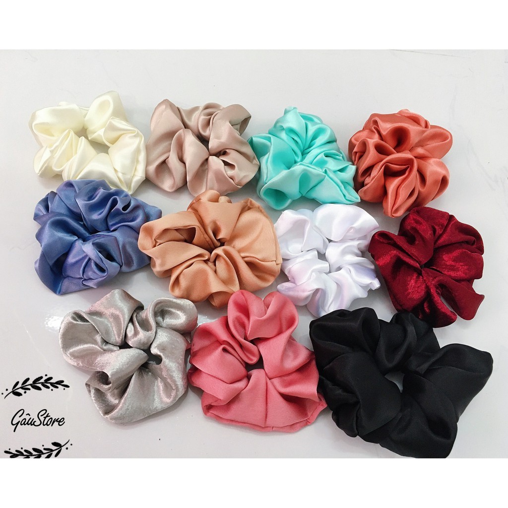 Buộc tóc Scrunchies lụa bóng sang trọng ( hình thật shop chụp)