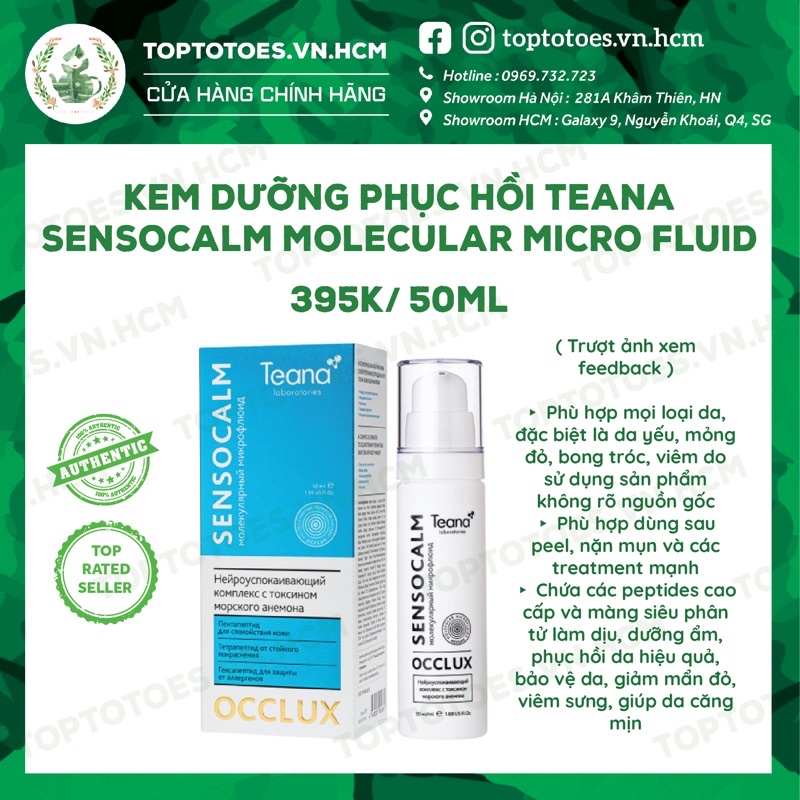 Kem dưỡng Teana Sensocalm Molecular Micro Fluid làm dịu, dưỡng ẩm, phục hồi sâu da