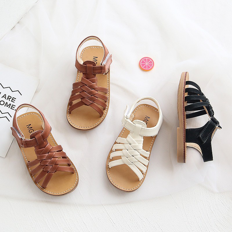 Dép bé gái - Giày sandal cho bé gái quai chéo da PU siêu mềm chắc chắn hàng chính hãng MG Baby đế cao su mềm V533