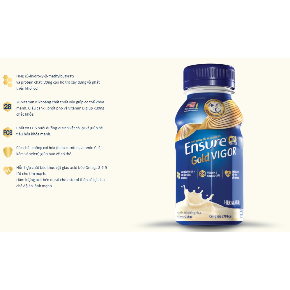 Ensure gold nước Vigor HMB 237ml - Hàng chính hãng - Date mới