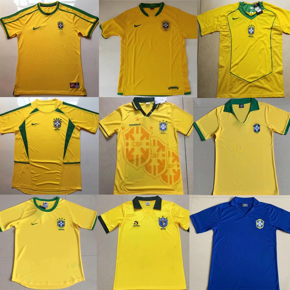 Áo Thun Đá Banh Brazil 1957 / 1988 / 1994 / 1998 / 2002 Size S-2xl