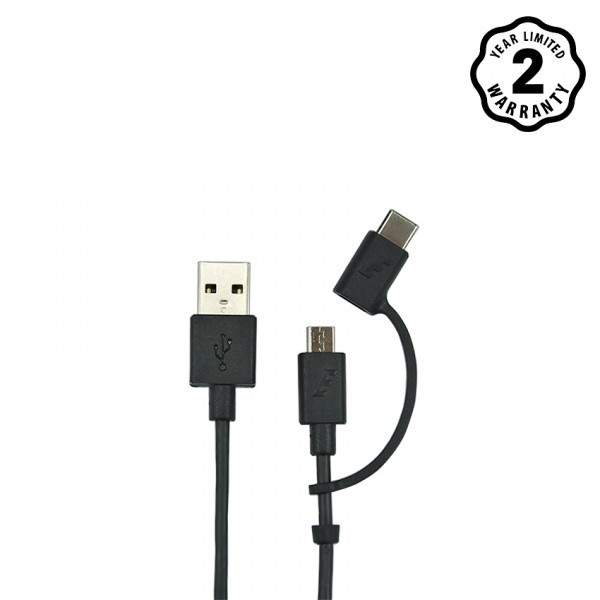 Cáp 2 trong 1 Type-C và Micro-USB Energizer HT màu đen, dài 1.2m - C11UBX2CFBK4